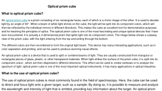 Optical prism cube