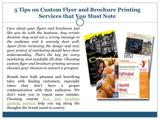 5 Tips on Custom Flyer and Brochure Printing Services that You Must Note