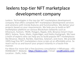 lexlens top-tier NFT marketplace development company