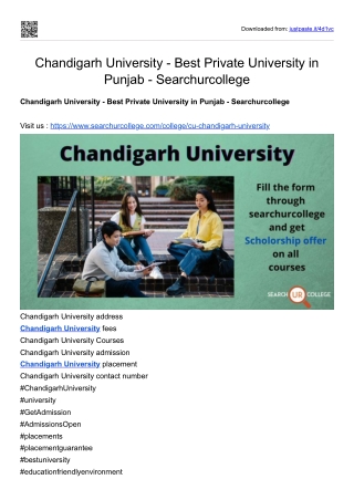 Chandigarh University - Best Private University in Punjab - Searchurcollege