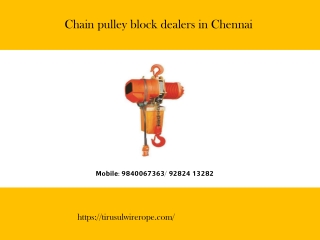 Chain pulley block dealers in Chennai