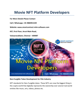 Movie NFT Platform developers