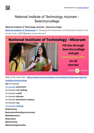 National Institute of Technology mizoram - Searchurcollege