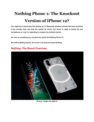 Nothing Phone 1: The Knockout Version of iPhone 12?
