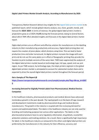 Digital Label Printers Market Growth Analysis, According to Manufacturers by 202