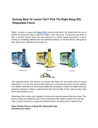 Gummy Bear Or Lemon Tart_ Pick The Right Bang XXL Disposable Flavor