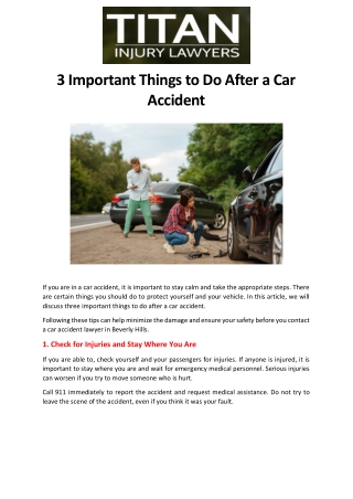 3 Important Things to Do After a Car Accident