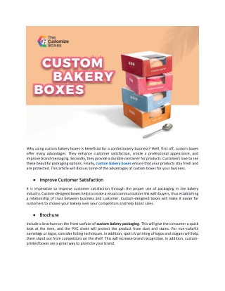 How Custom Bakery Boxes are a Good Idea for Confectionery Businesses