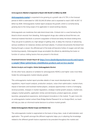 Anticoagulants Market is Expected to Reach USD 44,567.12 Billion by 2028