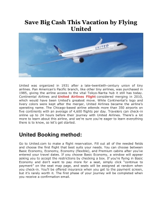 Save big cash this vacation by flying United