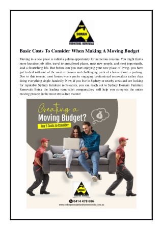 Basic Costs To Consider When Making A Moving Budget