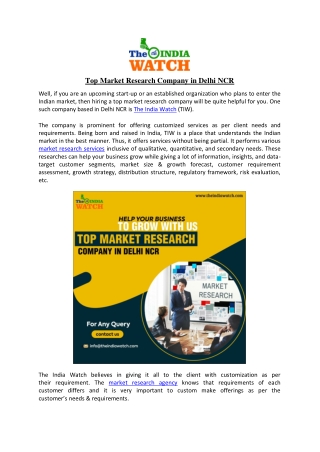 Top Market Research Company in Delhi NCR