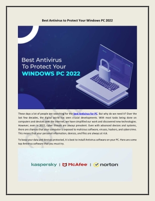 Best Antivirus for Windows PC 2022