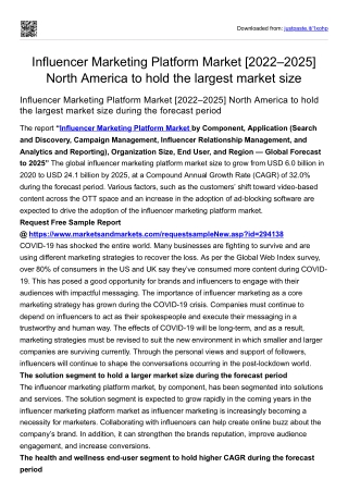 Influencer Marketing Platform Market [2022–2025] USA to hold the large market