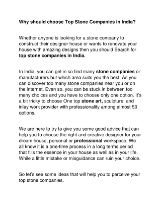 Why Should Choose Top Stone Companies in India