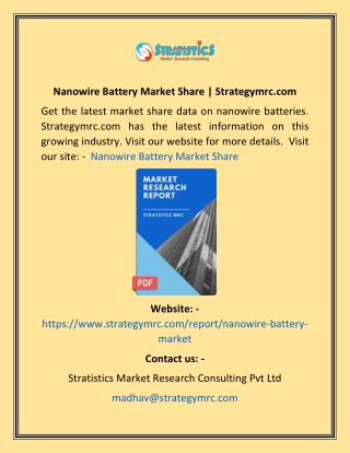 Nanowire Battery Market Share  Strategymrc
