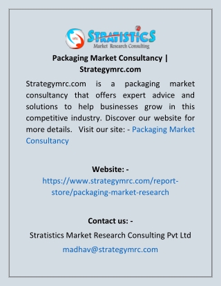 Packaging Market Consultancy  Strategymrc