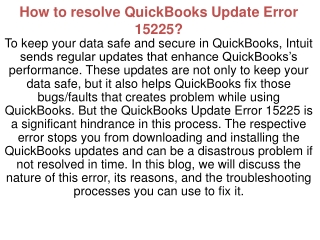 How to resolve QuickBooks Update Error 15225