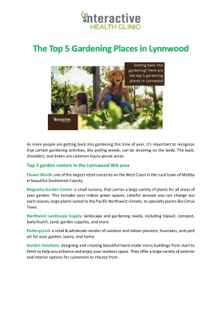The Top 5 Gardening Places in Lynnwood