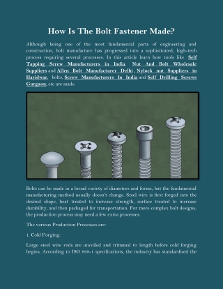 How Is The Bolt Fastener Made