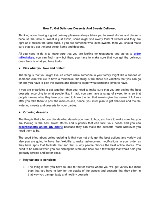 How To Get Delicious Desserts And Sweets Delivered