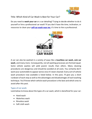 Which Kind Of Car Wash Is Best For Your Car - Top Gear Car Wash