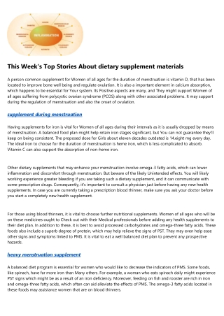What Would the World Look Like Without supplement post menstruation?