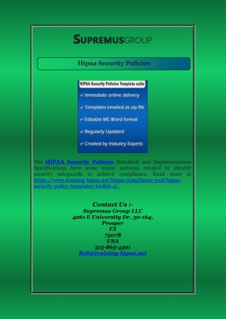 Hipaa Security Policies