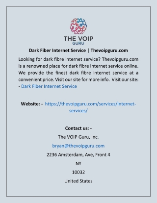 Dark Fiber Internet Service  Thevoipguru