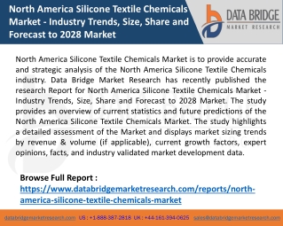 North America Silicone Textile Chemicals Market   - Industry Trends, Size, Share and Forecast to 2028 Market