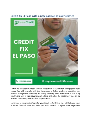 Credit fix El Paso with a new passion at your service
