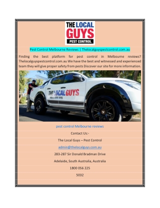 Pest Control Melbourne Reviews  Thelocalguyspestcontrol.com