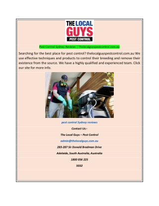 Pest Control Sydney Reviews  Thelocalguyspestcontrol.com