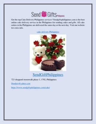 Cake Delivery Philippines Sendgiftsphilippines.com