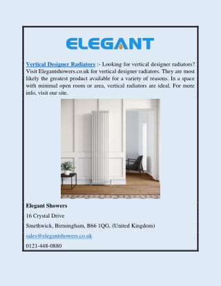Vertical Designer Radiators | Elegantshowers.co.uk