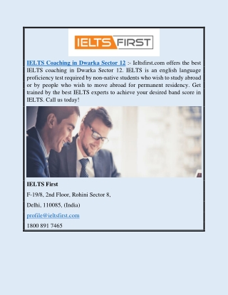 Ielts Coaching In Dwarka Sector 12 | Ieltsfirst.com