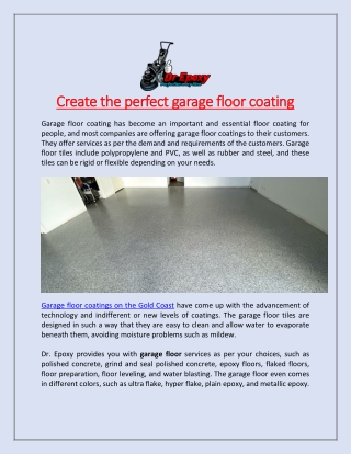 Create the perfect garage floor coating
