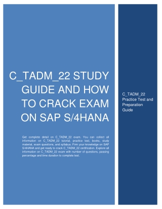 C_TADM_22 Study Guide and How to Crack Exam on SAP S4HANA