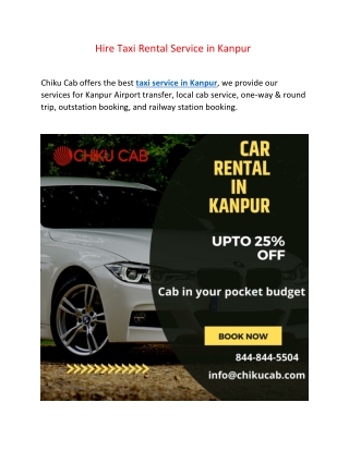 Hire Taxi Rental Service in Kanpur