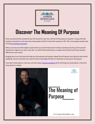 Discover The Meaning Of Purpose