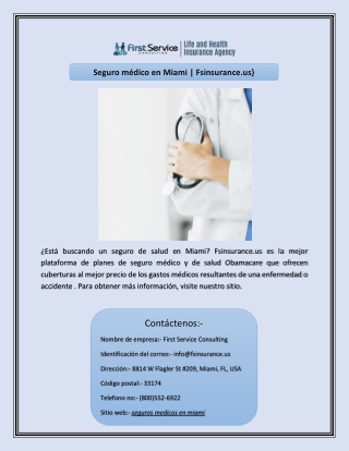 Seguro médico en Miami | Fsinsurance.us}