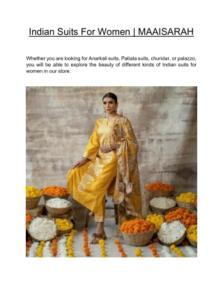 Indian Suits For Women   | MAAISARAH