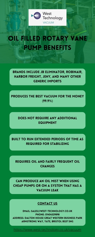 Oil Filled Rotary Vane Pump Benefits