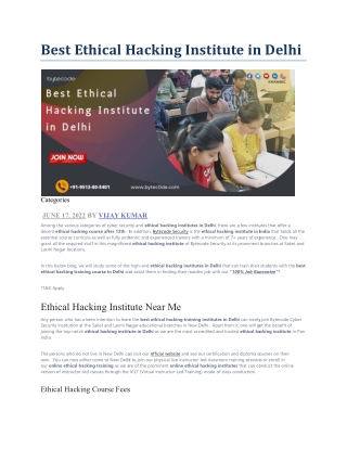 Best Ethical Hacking Institute in Delhi