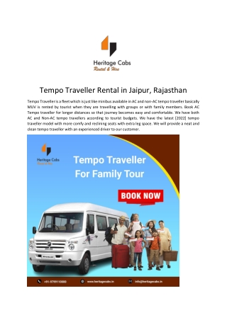 Tempo Traveller Rentalr in Jaipur