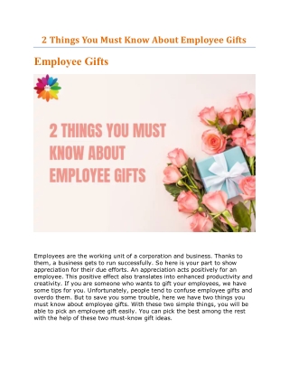 2 Things You Must Know About Employee Gifts