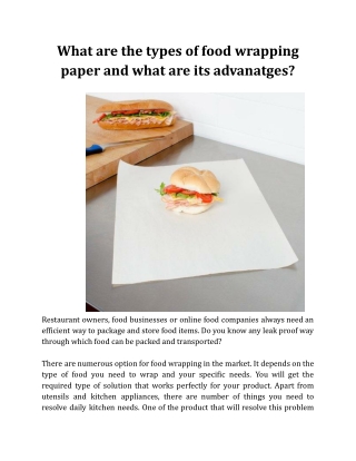 What are the types of food wrapping paper and what are its advantages?