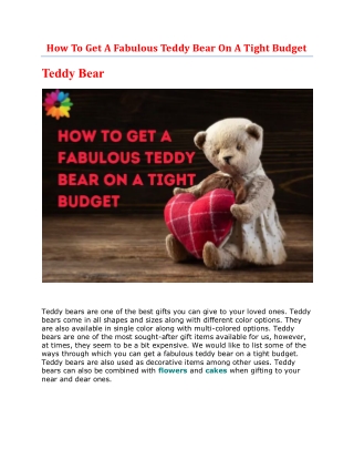 How To Get A Fabulous Teddy Bear On A Tight Budget