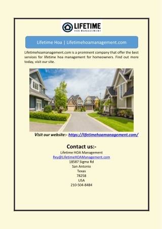 Lifetime Hoa | Lifetimehoamanagement.com