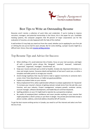 Best Tips to Write an Outstanding Resume